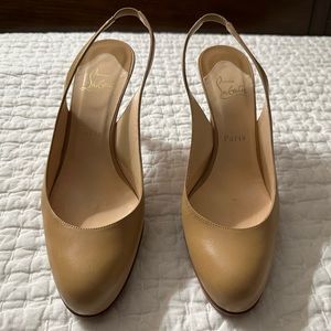 Christian Louboutin camel all leather heel